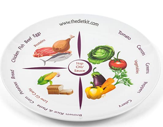The Diet Kit® Perfect Portion Control Divided Diet Plate, melamine, diameter 26.5cm/10.4 inches, Amazon £8.99 The Diet Kit® Perfect Portion Control Divided Diet Plate, melamine, diameter 26.5cm/10.4 inches, Amazon £8.99